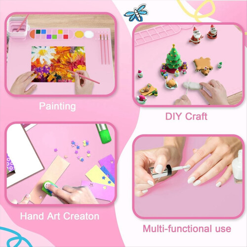 Silicone Painting Mat with Cup, 5 Craft Brush Cleaning Tools 2