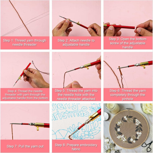 13Pcs Punch Needle Kit, Adjustable Punch Needle Tool for Adults Floss 2