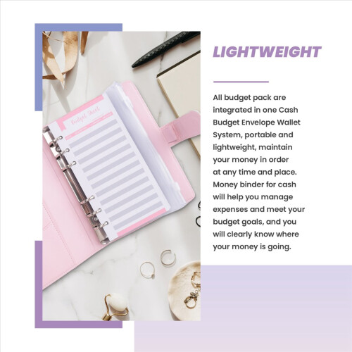 A6 Money Budget Ring Binder, with Cash Envelope, Folder Organiser 2