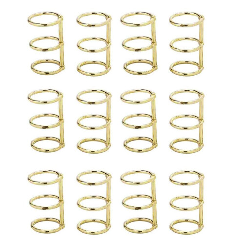 12 Pcs 3 Ring Book Rings Split Hinged 20mm Inner Diameter Gold 1