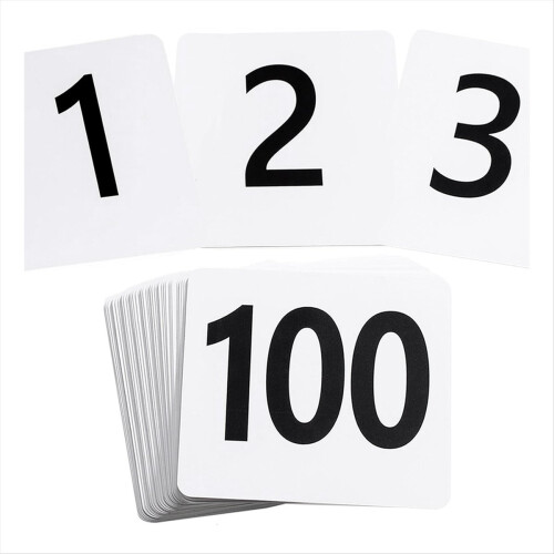 100Pcs Table Numbers 1-100, Double Sided Table Number Cards 1