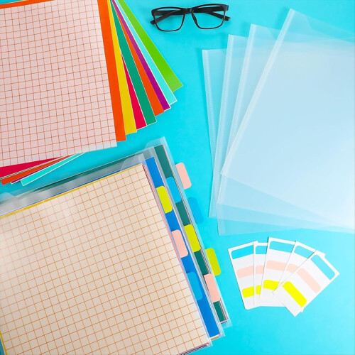 Scrapbook Paper Storage Organizer with 60 Pcs Sticky Index Tabs 2