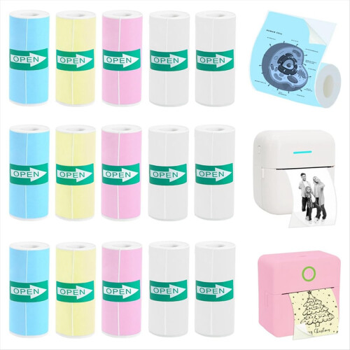 15 Rolls Thermal Sticker Paper for Mini Printer Sticker Maker 2
