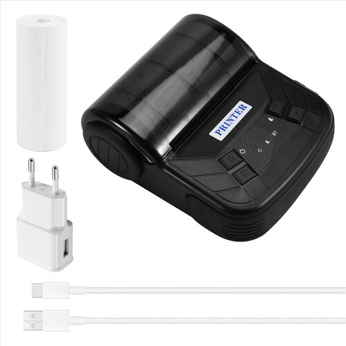 80mm Mini Thermal Printer Portable,EU Plug 2