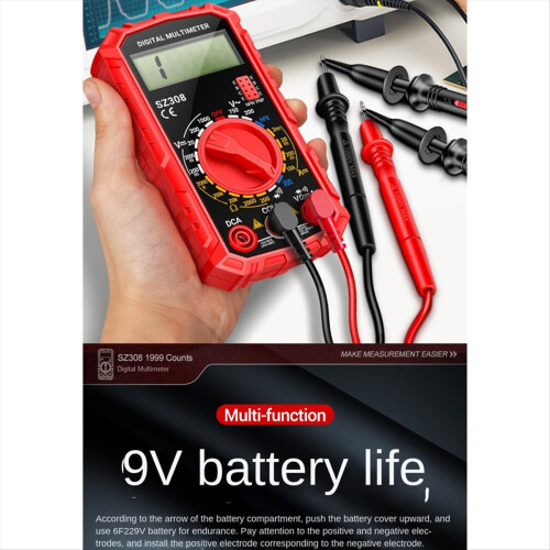 SZ308 Square Wave Digital Tester HFE Triode Buzzer Multimeter,A 2