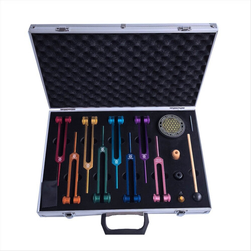Chakra Tuning Fork Set, Colorful Tuning Forks With Rubber Mallet 1