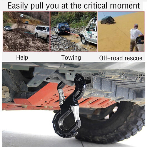 Black S-Shape Quick Rescue Shackle Trailer Winch Hook Recovery Kits 2