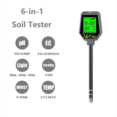 PH/EC/Humidity/Sunlight/Fertility/Temp Digital Soil Moisture Tester 2