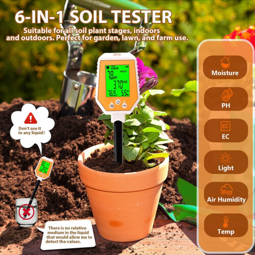 6-in-1-Bodentester PH/EC/Feuchtigkeit/Sonnenlicht/Luftfeuchte 2