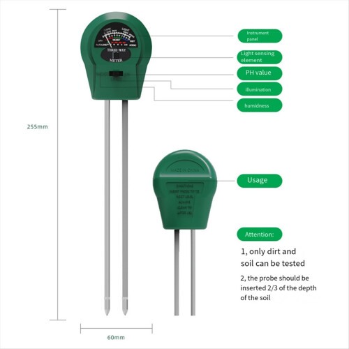 3-In-1 Pflanzenbodentester Bodenfeuchtemessgerät pH-Bodentester 2