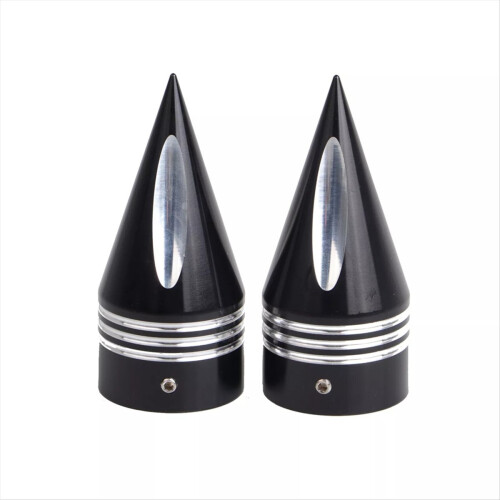 Black Front Axle Nut Covers Caps Kit for Touring Road 1