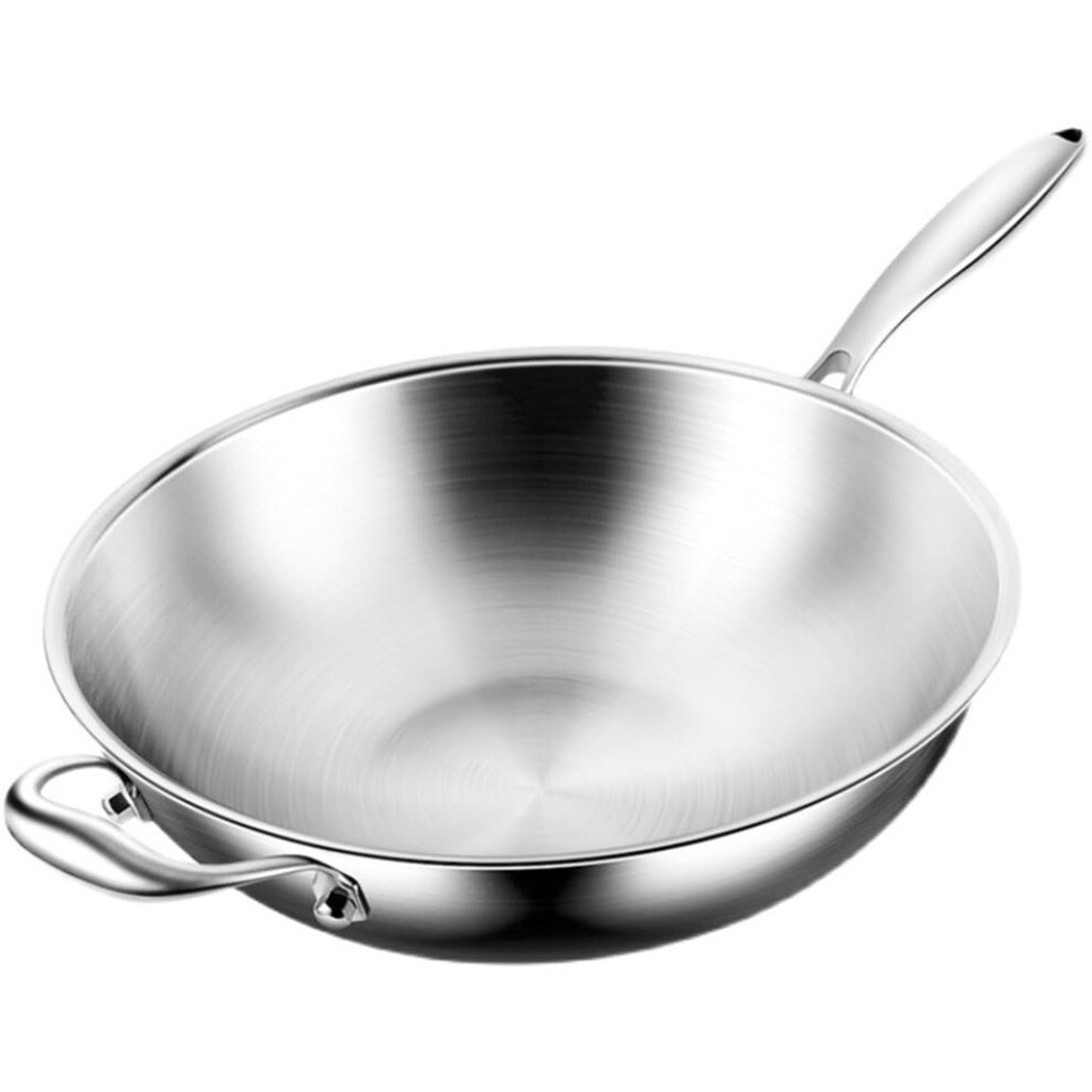 Stainless Steel Pan Without Coating Round Bottom Frying Pan For Gas Stove Flat Bottom Induction Cooker-image-OPC-PMDKM9Z-NEW