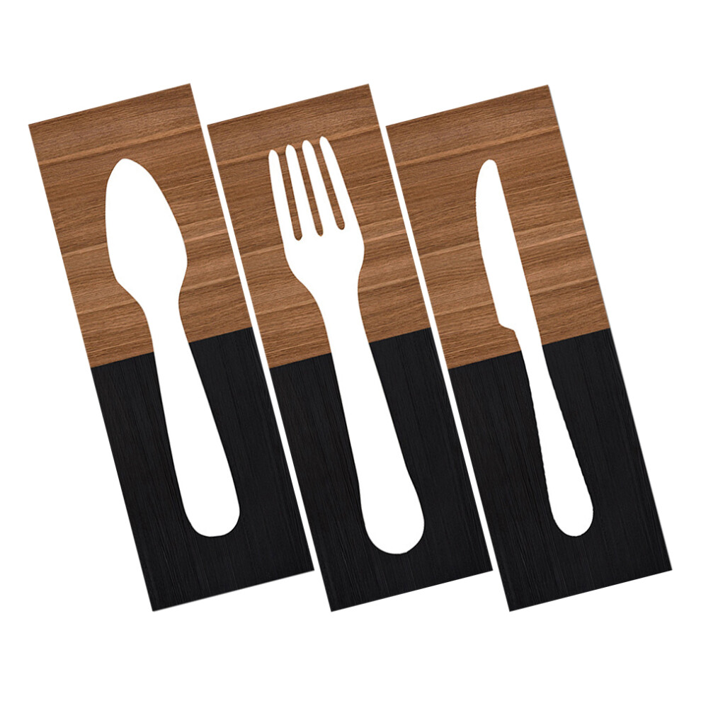 3 Sztuki DużY Widelec ŁYżKa WystróJ ŚCiany Drewniana Tablica-image