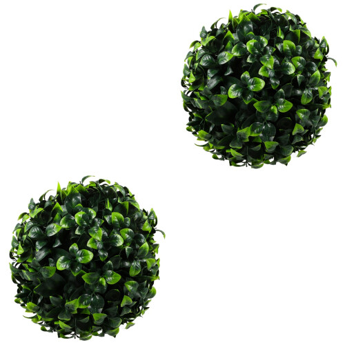 2Pcs Hanging Artificial Grass Balls Plastic Topiary Ball Decor Green 2