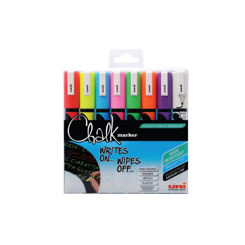 Uni-Ball Liquid Chalk Marker Assorted Pack Of 8