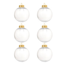 6Pcs/set Empty Clear Christmas Ball with Removable-Gold 10cm
