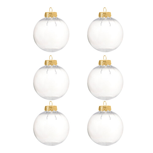 6Pcs/set Empty Clear Christmas Ball with Removable-Gold 10cm