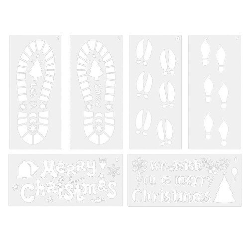 6pcs/Pack Christmas Drawing Templates Large Footprint Stencil