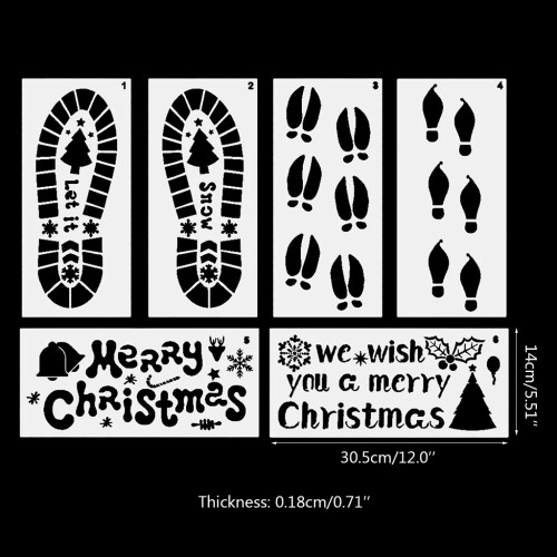6pcs/Pack Christmas Drawing Templates Large Footprint Stencil 2