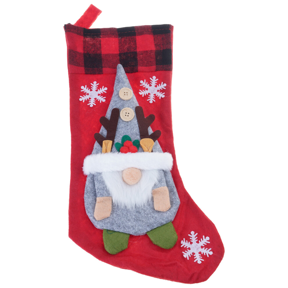 Red Christmas Stocking 19" 3D Gnome Xmas Stockings For