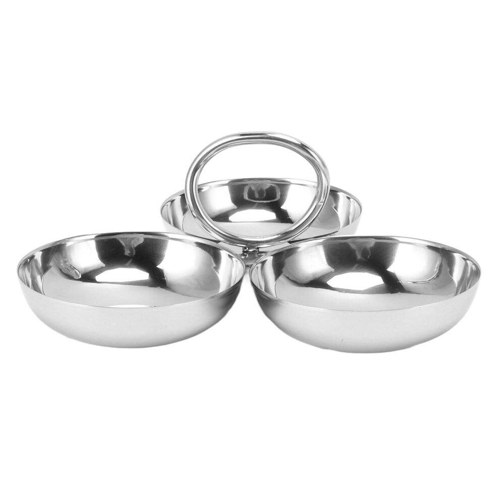 Practical Stainless Steel Snacks Plate 3 Compartment Fruit Tray Kitchen Tool Dessert Dish-image-OPC-PMDM5FJ-NEW