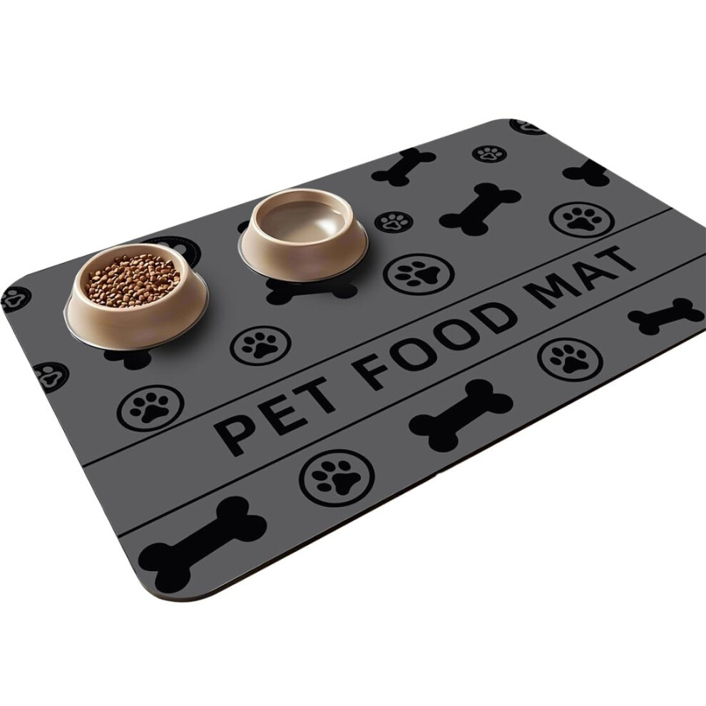 Pet Feeding Mat 40x50cm Non-Slip Diatom Mud Mat For Dog & Cat Bowls Waterproof Quick-Dry Easy Clean Dark Gray-image-OPC-PMDM6TQ-NEW