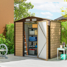 Outsunny 6.2 x 4.3ft Garden Metal Shed with Vent for Garden, Patio, Oak