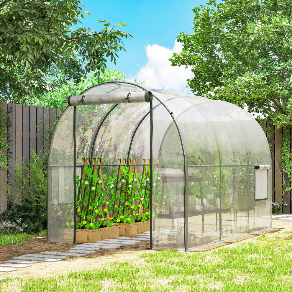 Outsunny 3 X 2 X 2M Polytunnel Greenhouse With Door, Windows, Steel Frame