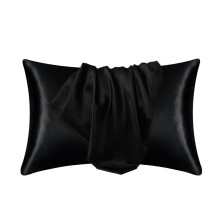 Pillow Cases Silk Pillowcase Satin Hair Beauty Pillow Case Standard/Queen Black 1PC 51x66cm