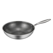 Stainless Steel Pan Single Handle Wok Style Stir Fry Pan Multi Purpose Cookware