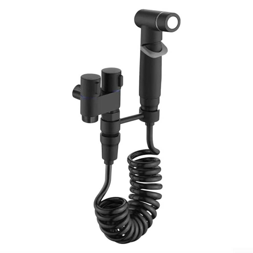 Toilet Booster Spray Jet Dual Water Discharge Bidet Toilet Sprayer With Angle Valve Black 9354506484873