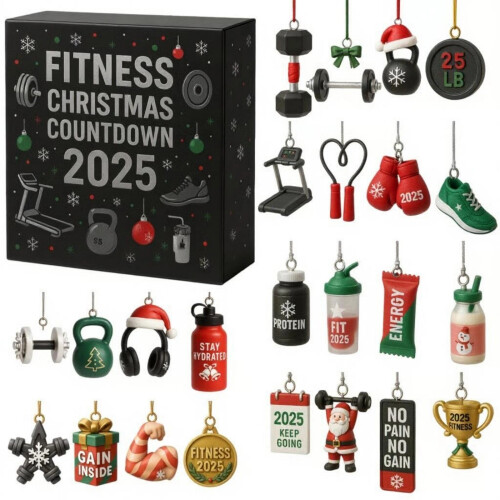 Weihnachts-Countdown-Kalender mit Fitnessstudio-Thema,