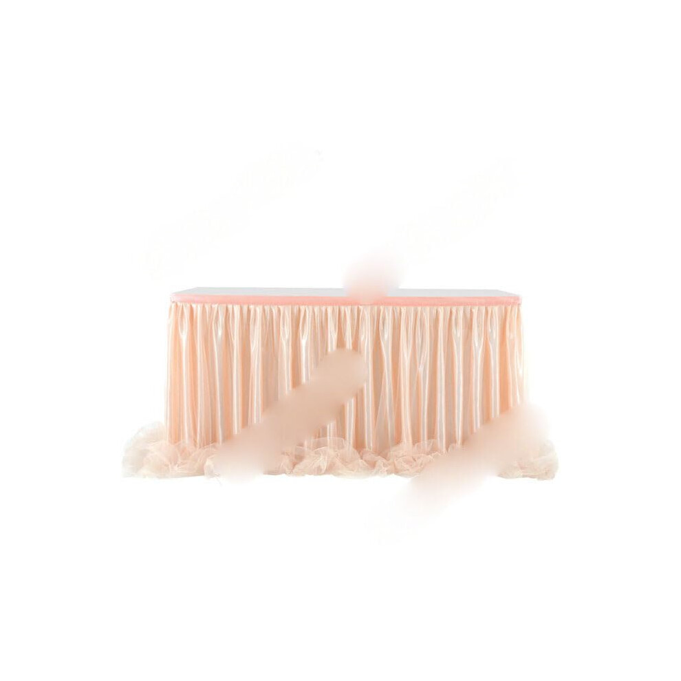 Tutu Tulle Table Skirt Wedding Table Skirt 9ft 2.75m x 0.77m Champagne Color Shower Party Decor-image-OPC-PMDMDNF-NEW