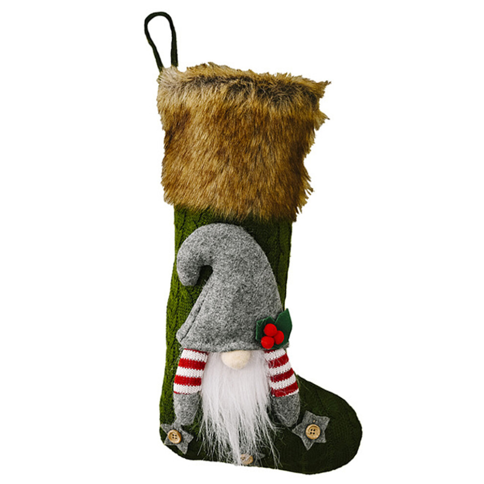 Green Christmas Stocking Cute 3D Swedish Gnome Xmas Socks
