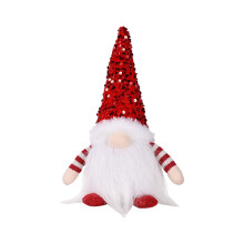 Christmas Gnome with LED Light Handmade Sequins Swedish-Red