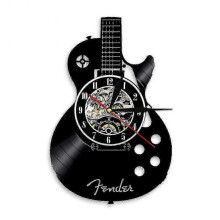(Without Light) Acoustic Guitar Musical Instrument Silent Vinyl Record Wall Clock Home Bar Decor - JXLGV 25-26s