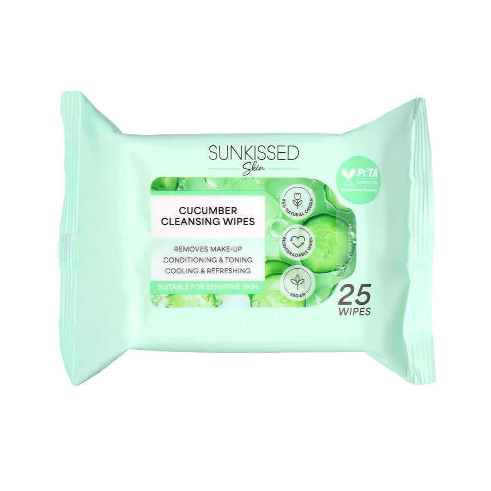 Sunkissed Skin Cucumber Cleansing Wipes 25 Pack