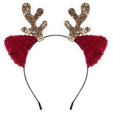 Rentiergeweih Stirnbänder Set Weihnachtsohren-Geweih weinrot