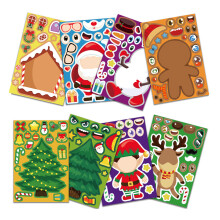 8 Blatt Puzzle-Aufkleber-Set, DIY Weihnachtsmann-Aufkleber,