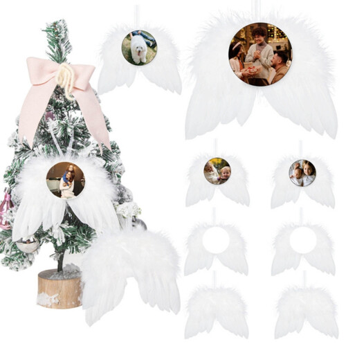Weihnachtsbaum-Dekor, weiße Engelsflügel, Ornament,-Runde 1 2