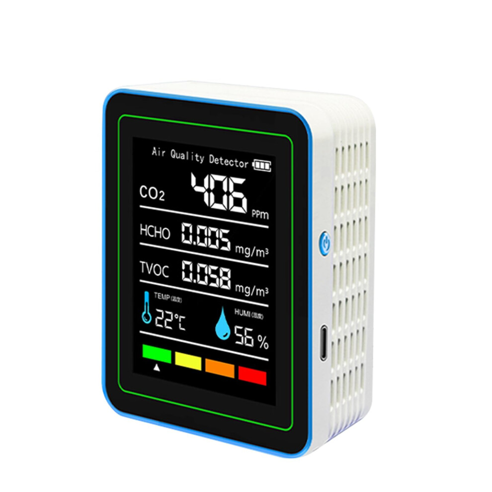 Professional Indoor Air Monitors 5-In-1 Portable Detector For Co2 Tvoc Hcho Temp And Humidity Home And Car 9354506485528