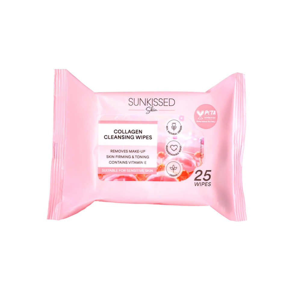 Sunkissed Skin Collagen Cleansing Wipes 25 Pack