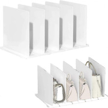 (White) Five rows Adjustable Handbag Closet Shelf Dividers Expandable Handbag Storage Organization 25-26s