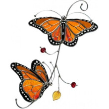 (Orange) Stained Glass Window Suncatcher, Butterfly Suncatcher for Window Hanging Colorful Pendant Ornament Sun Catchers Indoor Window Home Garden Ch