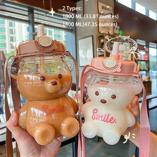 Kawaii-Bären-Strohhalmflasche, tragbare 1