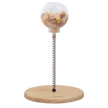 Kattmat läckande boll massivt trä roterande bord kattboll spår fjäder tumbler automatisk snacksmatare
