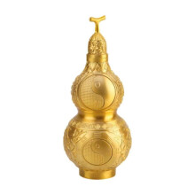 (20cm High, Gold) Lucky Gourd Statue Vintage Versatile Desktop Ornament for Shelf Desk Cabinet 16 cm High 25-26s