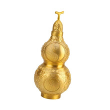 (18 cm High, Gold) Lucky Gourd Statue Vintage Versatile Desktop Ornament for Shelf Desk Cabinet 16 cm High 25-26s