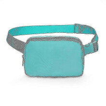 (Light blue White) Bum Bag For Women Men, Fanny Pack With Adjustable Straps Crossbody Fashion Waist Pack, Travel Running Belt Bag 25-26s