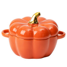 Dutch Oven Pot With Lid Pumpkin-Shaped Ceramic Pottery Dessert Saucepan Mini Baking Dish Covered Ceramic Stockpot Orange